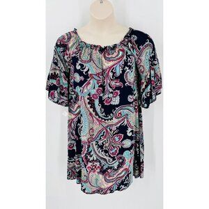 Umgee Dress Paisley Off Shoulder Tunic Bell Sleeve Medium New with Tags